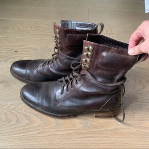 Cole Haan Mens Boots Brown Leather Lace Up